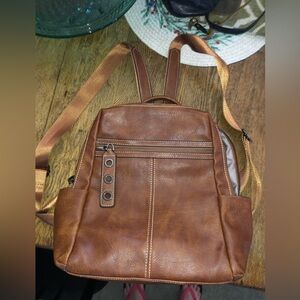Amazon Tan Leather Backpack for Women